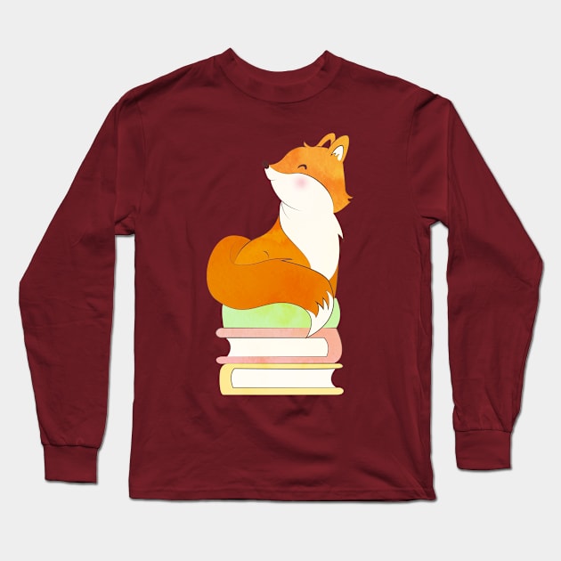 FOX READS Long Sleeve T-Shirt by Catarinabookdesigns